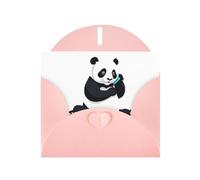 WHJSSF Pink Greeting Card Giant panda making phone call Printed Perfect for Valentine's Day, Wedding Anniversary & Party Invitations