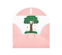 WHJSSF Pink Greeting Card Happy party in the tree hole Prints 4x6in for Christmas, children's birthdays, Valentine's Day, wedding anniversaries, and party invitations