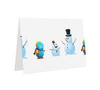 WHJSSF Pink Greeting Card Little monster next to the snowman Printed Perfect for Valentine's Day, Wedding Anniversary & Party Invitations