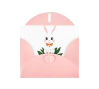 WHJSSF Pink Greeting Card Little white rabbit on big flower Printed Perfect for Valentine's Day, Wedding Anniversary & Party Invitations