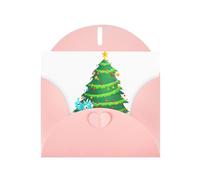 WHJSSF Pink Greeting Card Monster under the Christmas tree Printed Perfect for Valentine's Day, Wedding Anniversary & Party Invitations
