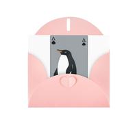 WHJSSF Pink Greeting Card Penguin print on playing cards Printed Perfect for Valentine's Day, Wedding Anniversary & Party Invitations