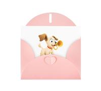 WHJSSF Pink Greeting Card Puppy blowing the horn Printed Perfect for Valentine's Day, Wedding Anniversary & Party Invitations