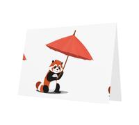 WHJSSF Pink Greeting Card Red panda under the parasol Printed Perfect for Valentine's Day, Wedding Anniversary & Party Invitations