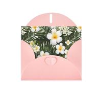 WHJSSF Pink Greeting Card White Hawaii Flower Printed Perfect for Valentine's Day, Wedding Anniversary & Party Invitations
