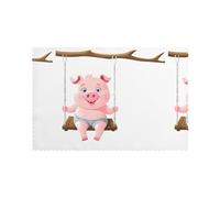 WHJSSF Pink pig on the swing Printing Placemats for Dining Table Set of 6 for Hotels, Homes, and Banquets as Decorative Table Decorations, Beautiful durable