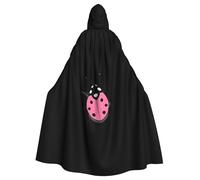 WHJSSF Pink Polka Dot Ladybug Pattern Halloween Adult Hooded Cape Cloak for wear during Halloween, role-playing