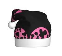 WHJSSF Pink Spotted Letters Love Heart Pattern Christmas hat for Adult Suitable for Halloween, Christmas and New Year wear