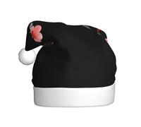 WHJSSF Plum blossoms bloom in winter Printing Men's and women's plush Christmas hats, adult New Year's holiday party caps