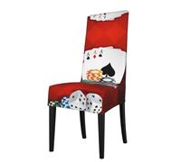 WHJSSF Poker Tournament Prints Dining Chair Throws Stretch Slipcovers - Seamless Fit, Wrinkle-Free Comfort & Easy Care for Your Dining Room Chairs
