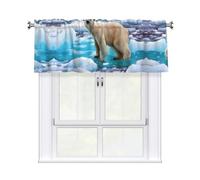WHJSSF Polar Bear Ice Prints Curtain Valance 54x18in - Peach Skin Kitchen Window Cover, Filtered Light & Easy Rod Pocket Layer