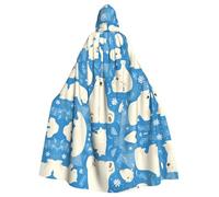 WHJSSF Polar Bear Prints Halloween Adult Hooded Cape Cloak For Role-Playing, Stage Costumes, Parties Easy Care