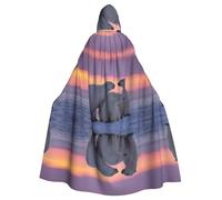 WHJSSF Polar Bear Prints Hooded Cloak - Long Halloween Throw, Cozy Costume Layer with Drawstring