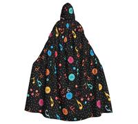 WHJSSF polka dot music note Printing Halloween Adult Hooded Cape Super Large Hooded Cloak