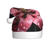 WHJSSF Polka Dot Pink Flower Picture Christmas Hat for Adult Festive Celebrations as a Gift for Men and Women