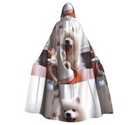 WHJSSF Poodle Making A Phone Call Prints Halloween Adult Hooded Cape Cloak For Role-Playing, Stage Costumes, Parties Easy Care
