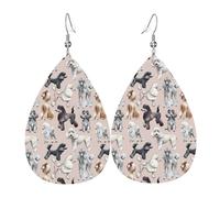 WHJSSF Poodles Dogs Prints Teardrop Leather Earrings - Stylish Dangle Drops for Women, Lightweight Jewelry with Silver-Plated Hooks, Vibrant Colors for Parties & Gifts