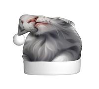 WHJSSF Poor little gray cat Pattern Christmas Hat for Adult quality accessory soft, lightweight, and fluffy