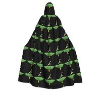 WHJSSF Praying mantis on lotus leaf Pattern Halloween Adult Hooded Cape Cloak for wear during Halloween, role-playing