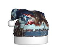 WHJSSF puerto rico wallpaper flag Picture Christmas Hat for Adult Making It a Fun and Durable Gift for Men and Women