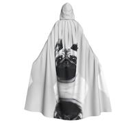WHJSSF Pug Prints Hooded Cloak - Long Halloween Throw, Cozy Costume Layer with Drawstring
