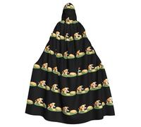 WHJSSF Puppy chasing pie Printing Halloween Adult Hooded Cape Cloak - Super Large Hooded Cloak No Zipper