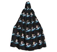 WHJSSF Puppy chasing waves Printing Halloween Adult Hooded Cape Cloak - Super Large Hooded Cloak No Zipper