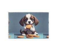 WHJSSF Puppy Eating Biscuits Printing Placemats for Dining Table Set of 6 12x18in Heat Resistant, Washable, and Durable Placemats for Kitchen, Home, Hotel
