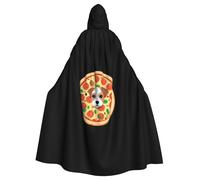 WHJSSF Puppy On Pizza Prints Halloween Adult Hooded Cape Cloak For Role-Playing, Stage Costumes, Parties Easy Care