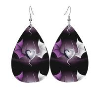 WHJSSF Purple and Wirte Dragons Prints Teardrop Leather Earrings - Stylish Dangle Drops for Women, Lightweight Jewelry with Silver-Plated Hooks, Vibrant Colors for Parties & Gifts