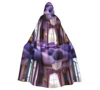 WHJSSF Purple Castle Prints Halloween Adult Hooded Cloak is a super large, comfortable, and durable cloak