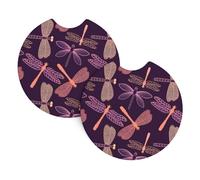 WHJSSF Purple Dragonfly Prints Car Cup Coasters 2-Pack - Durable Neoprene Throw for Spill-Proof Protection & a Stylish Interior - Fits Most Vehicles