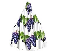 WHJSSF Purple Grapes Printed Adult Halloween hooded jacket cloak long party cloak suitable for men and women