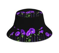 WHJSSF Purple Morning Glory in The Fence Printed Reflective Bucket Hat Unisex Lightweight, Breathable, Foldable
