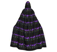 WHJSSF Purple morning glory in the fence Printing Halloween Adult Hooded Cape Cloak - Super Large Hooded Cloak No Zipper