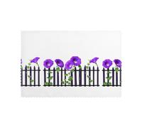 WHJSSF Purple morning glory in the fence Printing Placemats for Dining Table Set of 6 for Hotels, Homes, and Banquets as Decorative Table Decorations, Beautiful durable