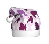 WHJSSF purple Poodle Polka Dot Pattern Christmas Hat | for Adult - Festive Throw with Fluffy Pom-Pom - Holiday Party Costume Accessory