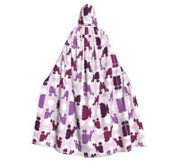 WHJSSF purple Poodle Polka Dot Prints Hooded Cloak - Long Layer for Halloween & Cosplay Fun