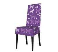 WHJSSF purple Poodle Polka Dot Prints Protection Cover for Dining Chair - Soft, Comfortable, Wrinkle-Resistant Elastic Fits Most Armless Chairs