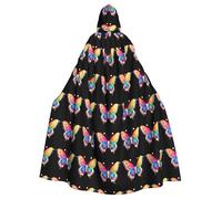 WHJSSF Rainbow Butterfly Pearls Printing Halloween Adult Hooded Cape Cloak - Super Large Hooded Cloak No Zipper