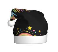 WHJSSF Rainbow cloud with falling little stars Printing Men's and women's plush Christmas hats, adult New Year's holiday party caps