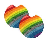 WHJSSF Rainbow Color stripe Prints Car Cup Coasters 2-Pack - Durable Neoprene Throw for a Spotless Ride - Protects Against Spills & Fits Most Vehicles