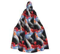 WHJSSF Rainbow passing through maple leaves Printing Halloween Adult Hooded Cloak for various party and carnival settings