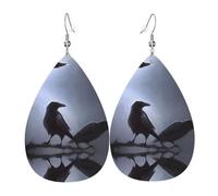 WHJSSF Ravens Prints Dangle Water Drop Earrings - Chic Faux Leather Drops for Festive & Everyday Style