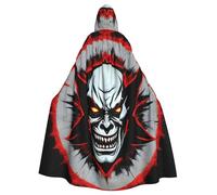 WHJSSF Red and Black Evil Ghost Prints Halloween Adult Hooded Cloak is a super large, comfortable, and durable cloak
