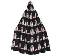 WHJSSF Red banknotes in a glass jar Printing Halloween Adult Hooded Cape Cloak - Super Large Hooded Cloak No Zipper