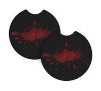 Whjssf Red Blood Stains Prints Car Coasters (2 Pack) - Durable Rubber Cup Holder Protectors, Waterproof & Odorless Interior Accessories