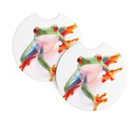 WHJSSF Red Eyed Monkey Tree Frog Prints Car Cup Coasters 2-Pack - Durable Neoprene Throw for Spill-Proof Protection & a Stylish Interior - Fits Most Vehicles