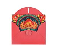 WHJSSF Red Greeting Card Abstract Mushroom Colorful Mandala Printed Perfect for Valentine's Day, Wedding Anniversary & Party Invitations