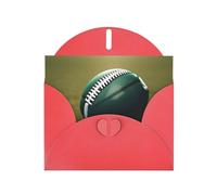 WHJSSF Red Greeting Card American Football Ball On Grass Sports Printed Perfect for Valentine's Day, Wedding Anniversary & Party Invitations